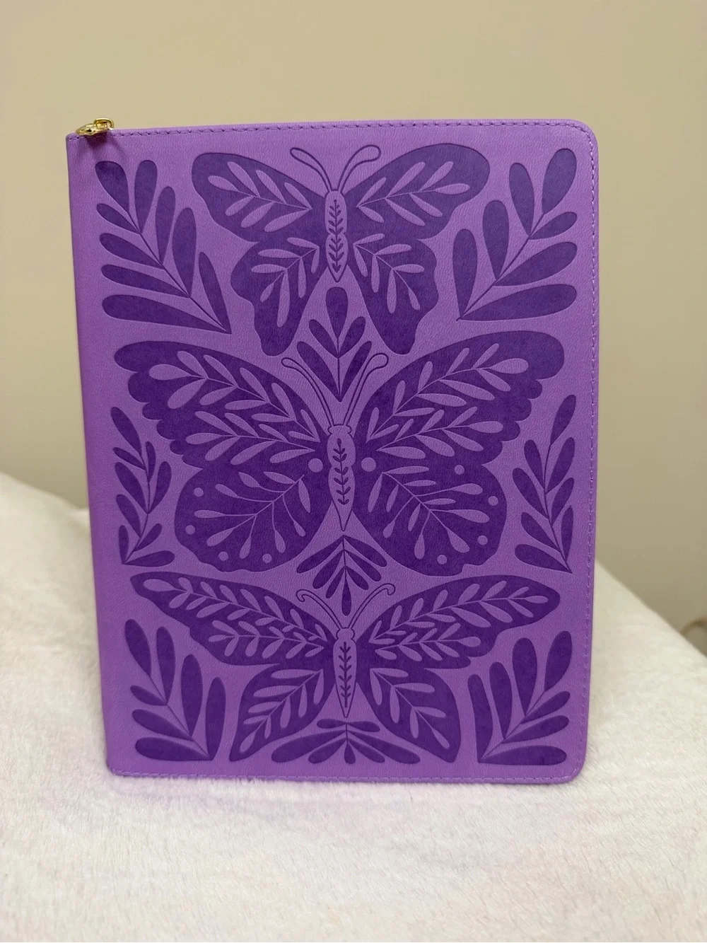 Purple Butterfly Journal with Protective Zip Covering
